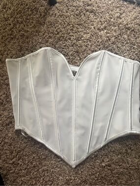 White Satin Corset Top - Structured Boning